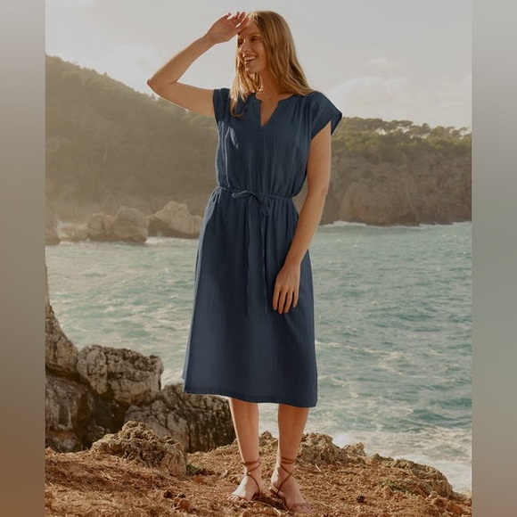 Pact Dresses & Skirts - Pact Dress Navy Blue Drawstring Waist Mini Sleeveless XXL Dress